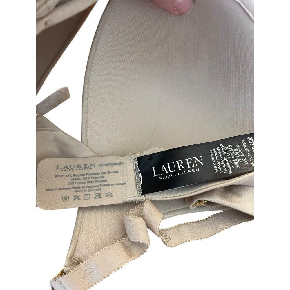 Lauren Ralph Lauren 32DD Full Coverage T shirt Bra Light Beige NWT RLL Logo - Picture 4 of 4